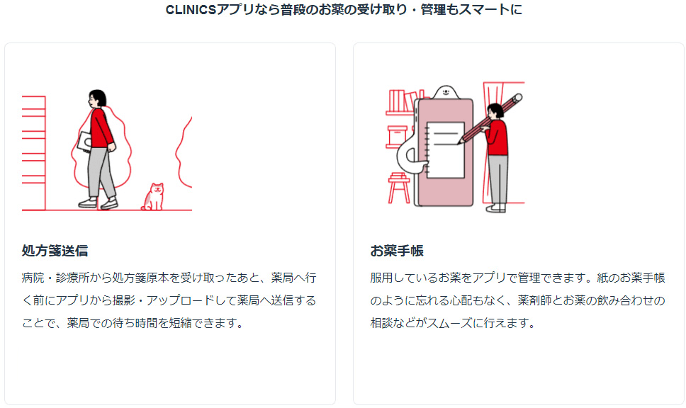 CLINICSアプリなら普段のお薬の受け取り・管理もスマートに